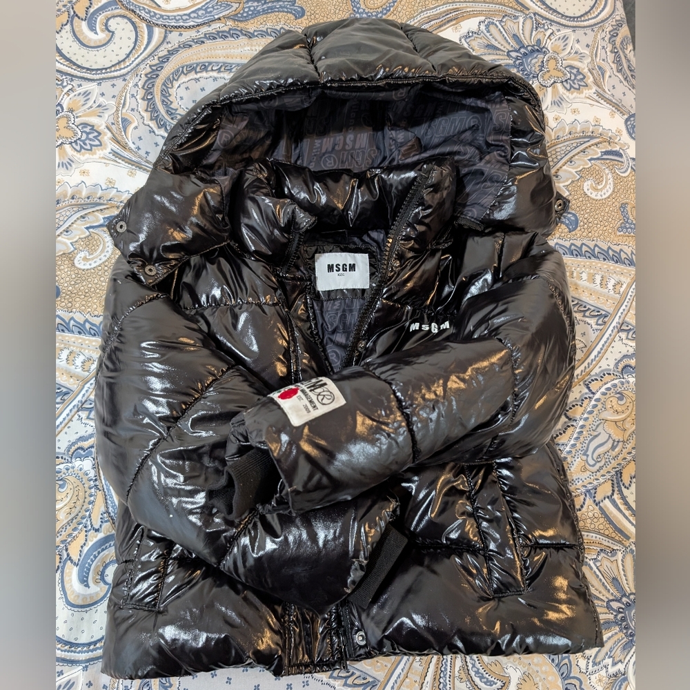 MSGM Kids Black Puffer Jacket Coat Size 6